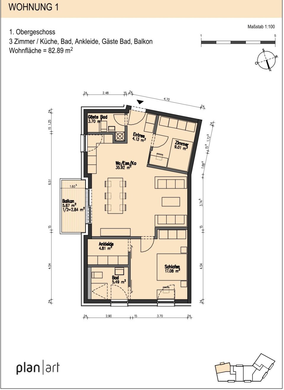 Grundriss | Wohnung Nr. 1