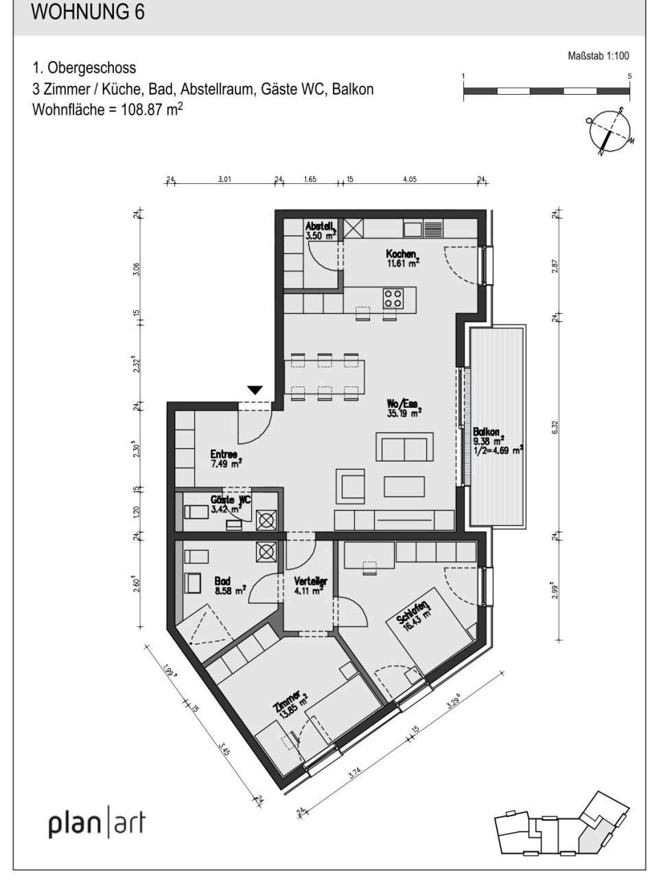 Grundriss | Wohnung Nr. 6